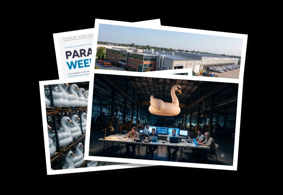 A scattered collage of screenshots from the Parade Week program
